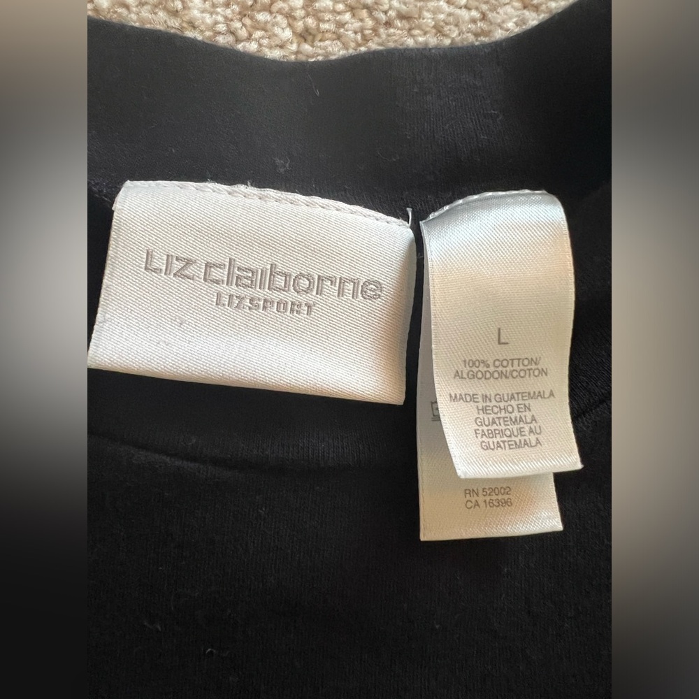 Lis Claiborne Lizsport Sleeveless Mock Neck Stripe Vest Black White Size L - Picture 5 of 6
